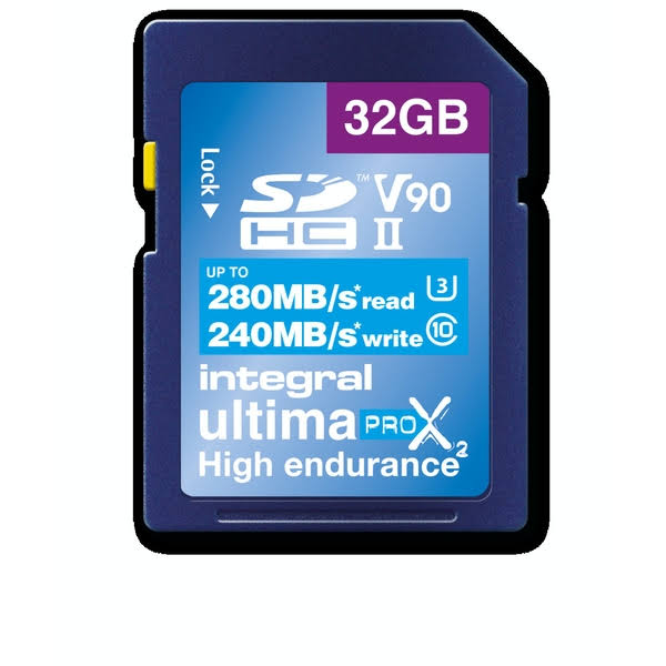 Integral UltimaPro Video Speed V90 32 GB 280/240 MB/s UHS-II X2 SDXC Memory Card