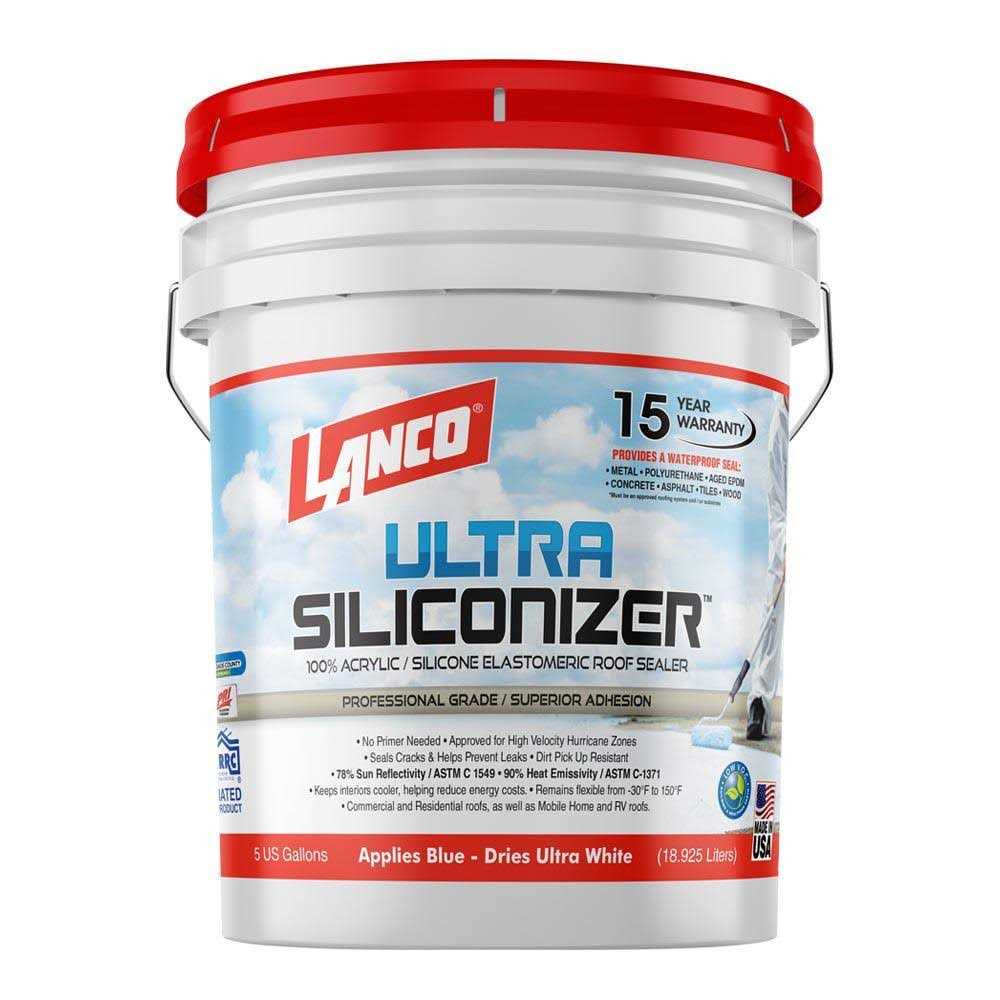 Lanco 5 gal. Ultra Siliconizer 100% Acrylic Elastomeric Reflective Roof Coating RC905-2