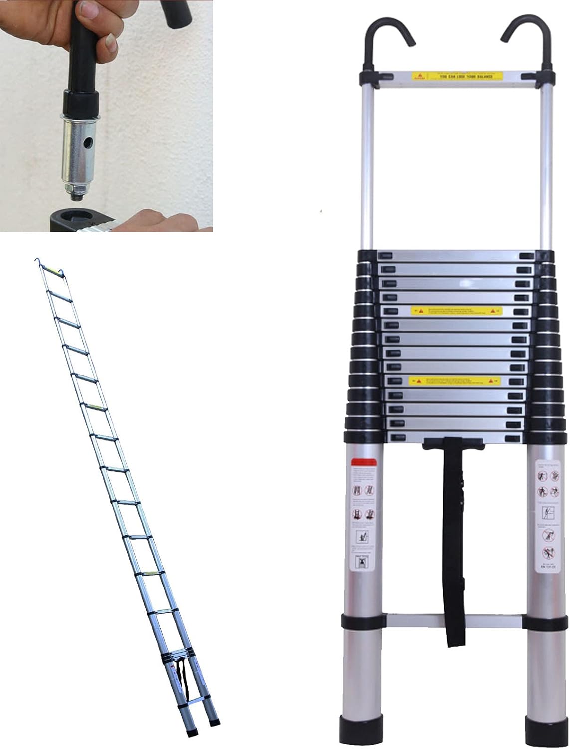 20ft Aluminum Telescoping Ladder Adjustable Height EN131 Certificated