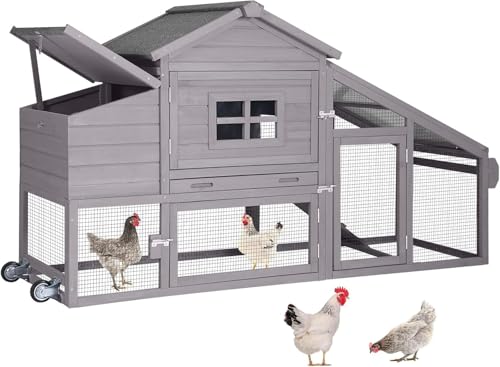 Aivituvin Chicken Coop Mobile Hen Coop, Large Poultry Cage with Wheels Outdoor Backyard Chicken House