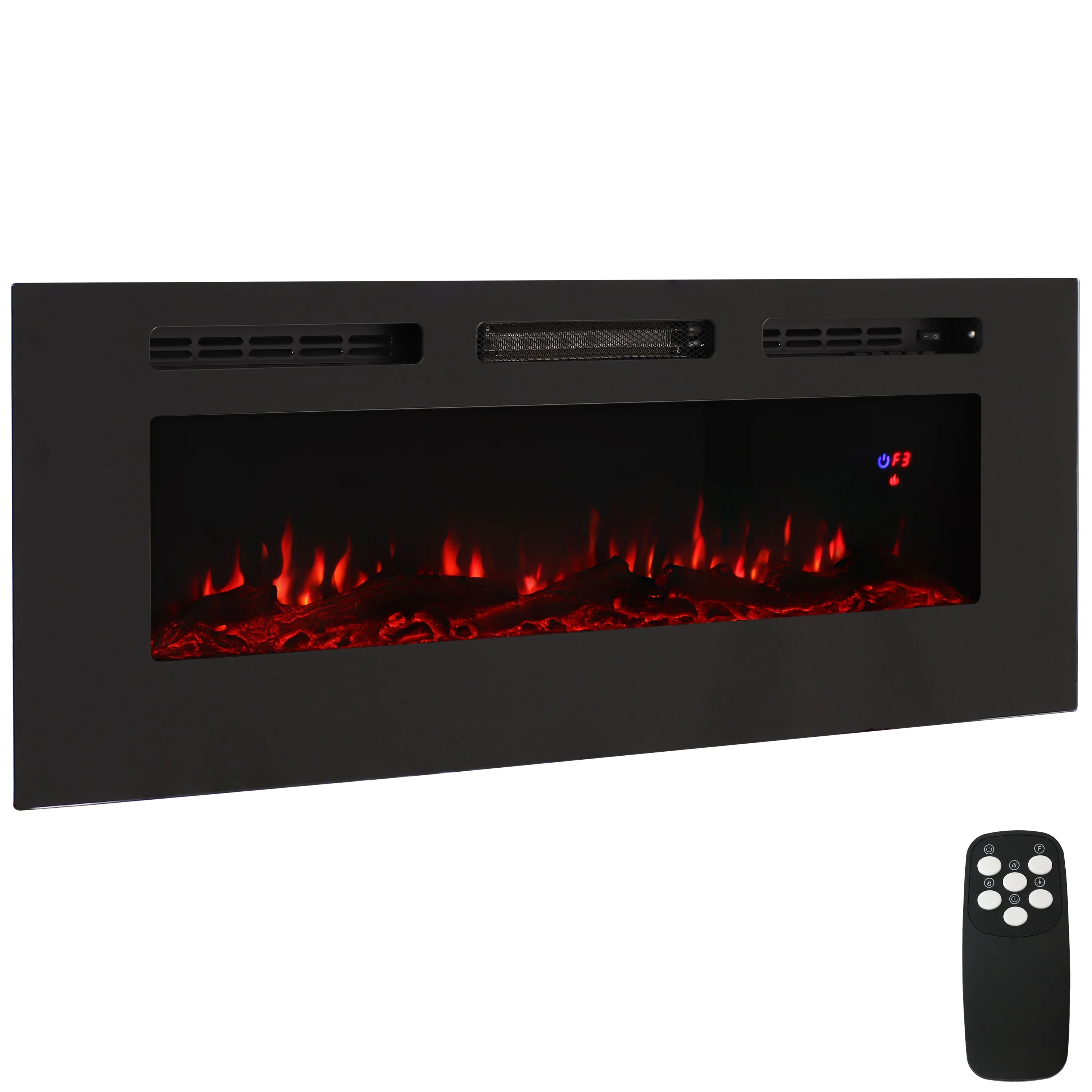 Sunnydaze Sophisticated Hearth Indoor Electric Fireplace - 50" - Black