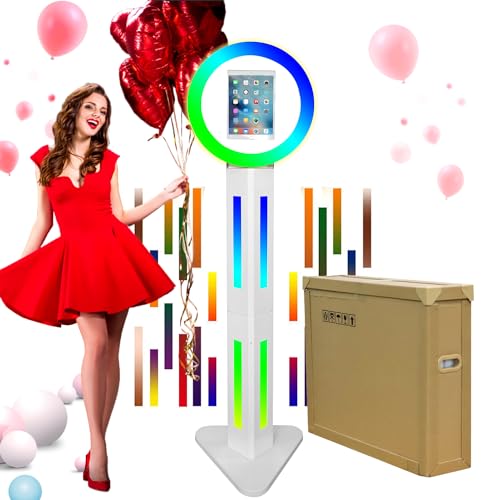 iPad Photo Booth for 10.2" 10.9" 11" 12.9" iPad Selfie Machine Portable Photo Booth Shell Adjustable Stand Photobooth Machine with Case for Wedding