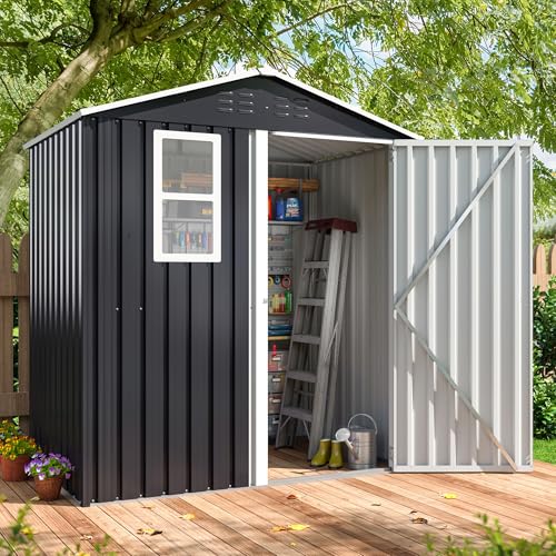 10x10 FT Outdoor Storage Shed, Metal Garden Tool Shed with Updated Frame Structure, Lockable Doors and Windows, Ideal for Backyard Garden Patio Lawn