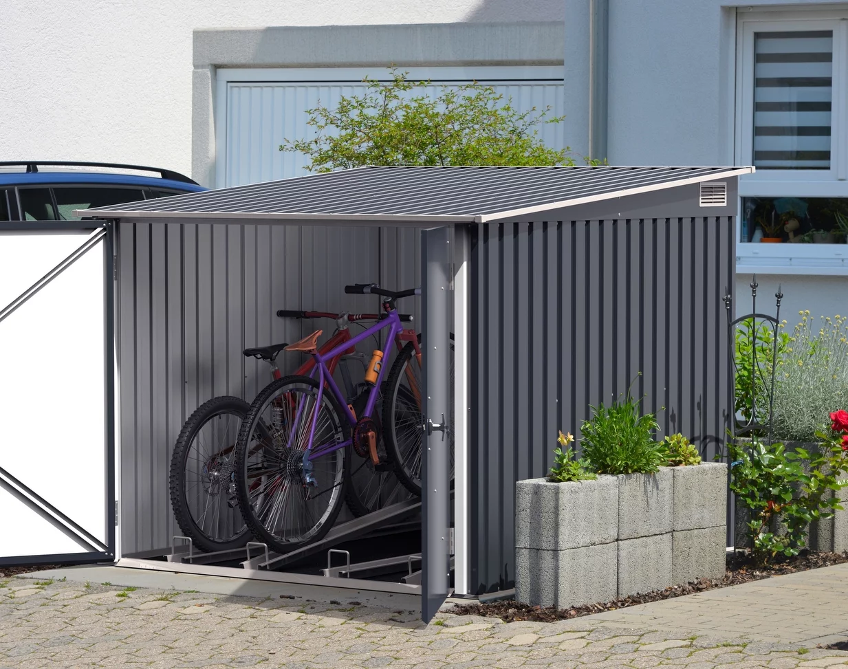 Duramax 6ft x 6ft Bicycle Storage Metal Anthracite w/ white trim