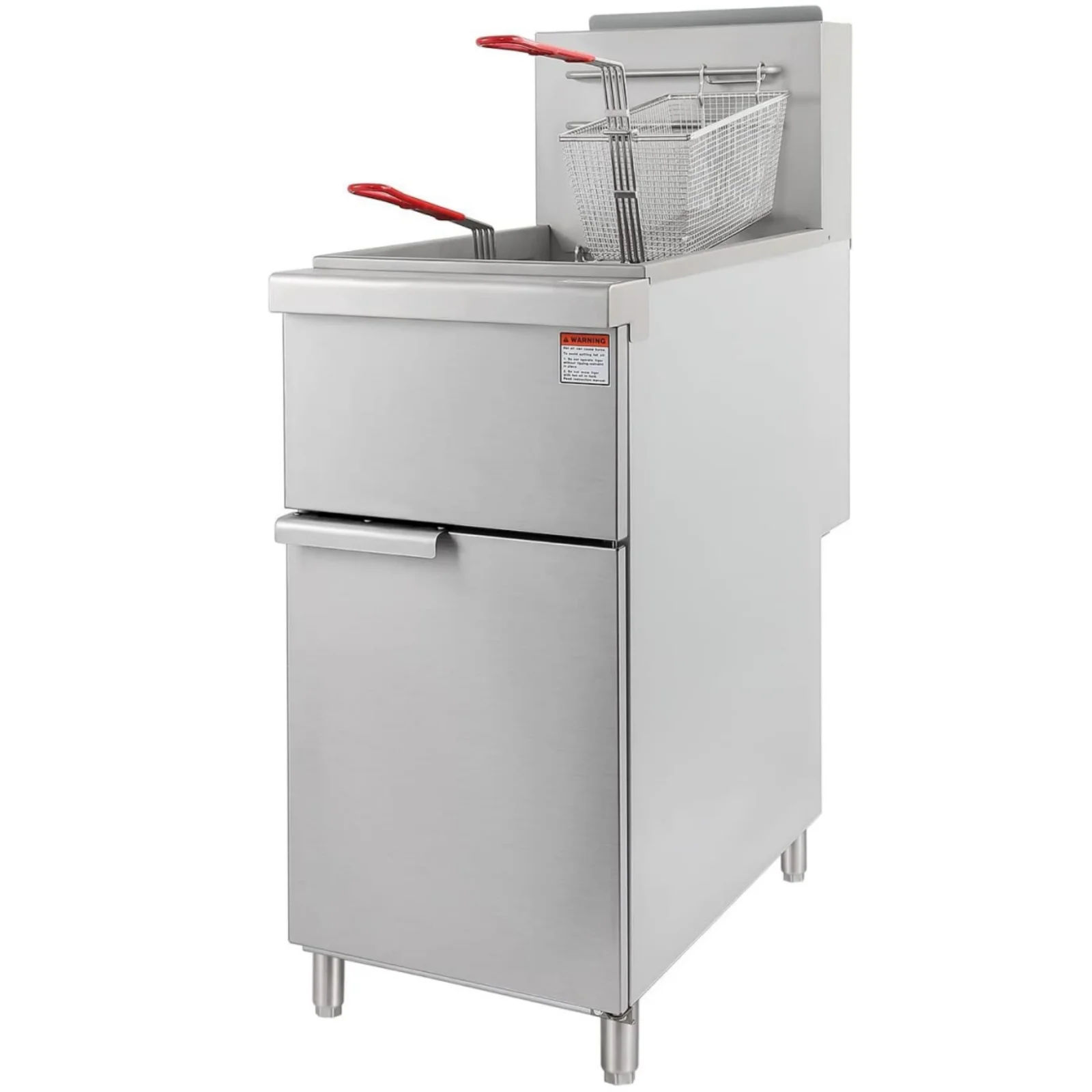 HOCCOT Commercial Deep Fryer with 3 Tube Burners, Stainless Steel Gas Floor Fryer in 90,000 BTU