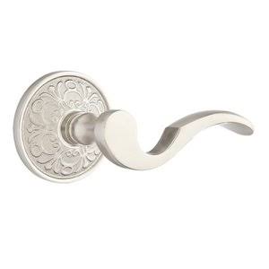 Brass Classic Hardware - Half Dummy Right Handed Cortina Door Lever with Lancaster Rose in Satin Nickel - 8056C.HALF.US15-RH - E