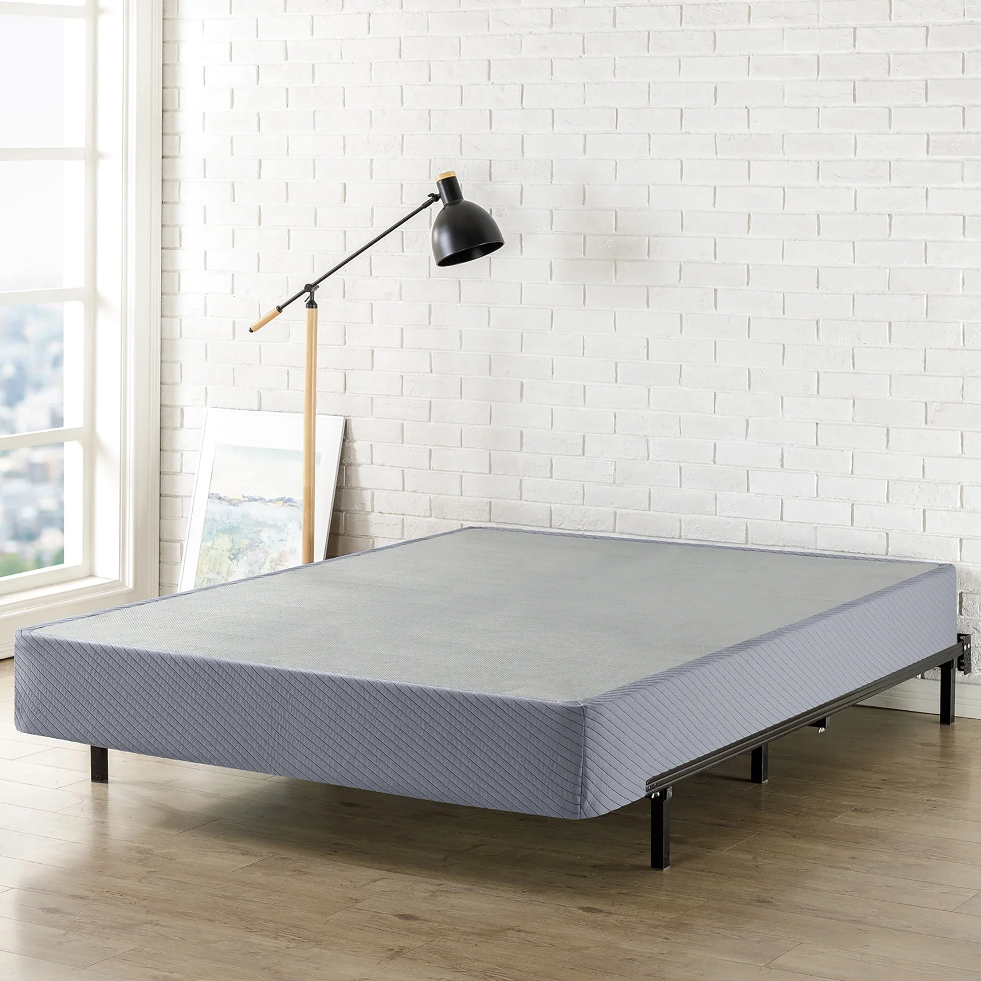 Mellow 9 Box Spring, Heavy Duty Steel, Easy Assembly, Navy, Queen