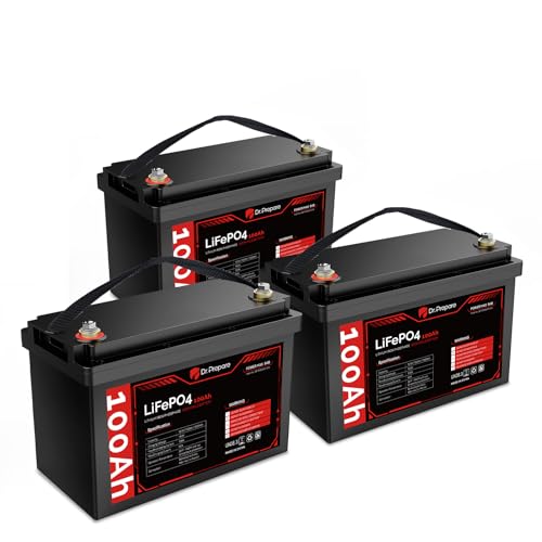 DR.PREPARE 12V 100Ah LiFePO4 Battery (4 Pack), Lithium Batteries in Series/Parallel, 100A BMS, Deep Cycle Lithium Iron Phosphate Battery for RV