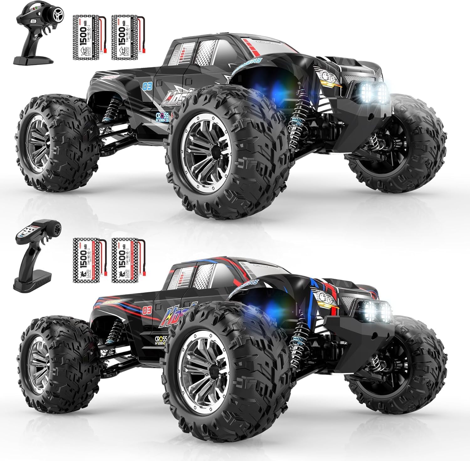 Hosim 1:10 Scale 48+ KMH Remote Control Car & 1:10 Scale 60+KMH Brushless Rc Cars for Adults Boys