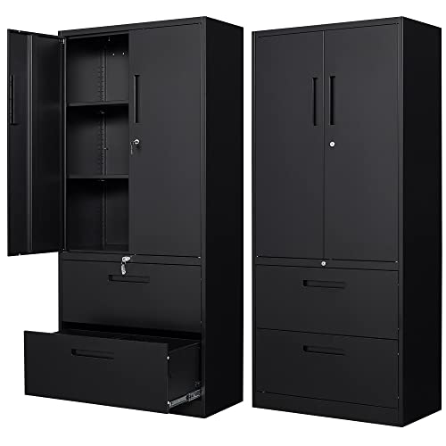 Letaya Metal Storage Cabinets for Home Office,File Cabinet with Adjust Shelves and Lock