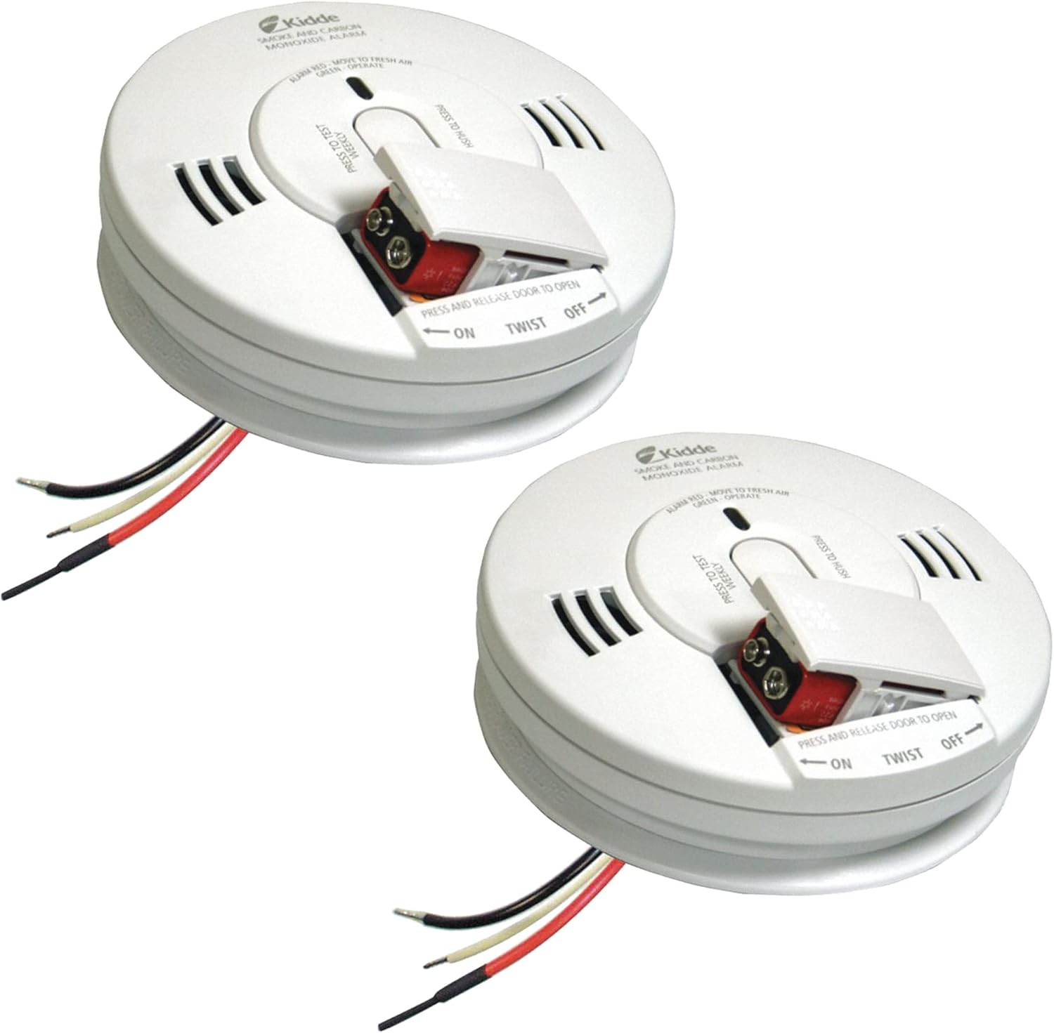Kidde Smoke & Carbon Monoxide Detector, Hardwired, Interconnect Combination Smoke & CO Alarm with Battery Backup, Voice Alert, Pack of 2