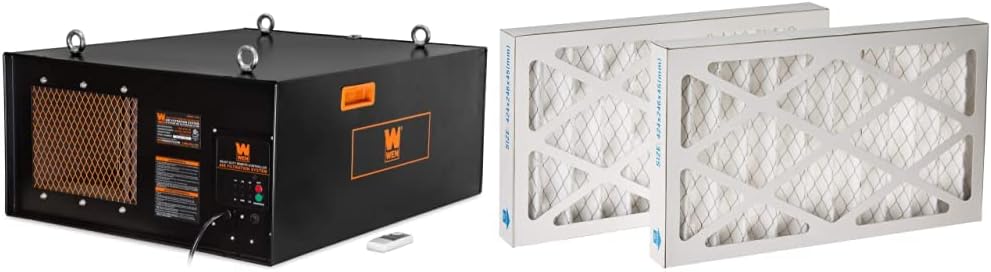 WEN 3417 3-Speed Remote-Controlled Industrial-Strength Air Filtration System (556/702/1044 CFM) & 90243-027-2 5-Micron Outer Air Filters