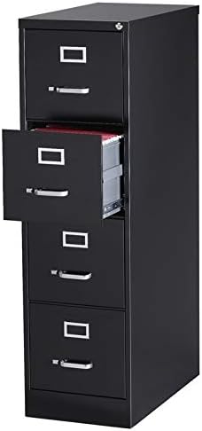 Pemberly Row 4 Drawer 26.5 Deep Letter File Cabinet in Black, Fully Assembled