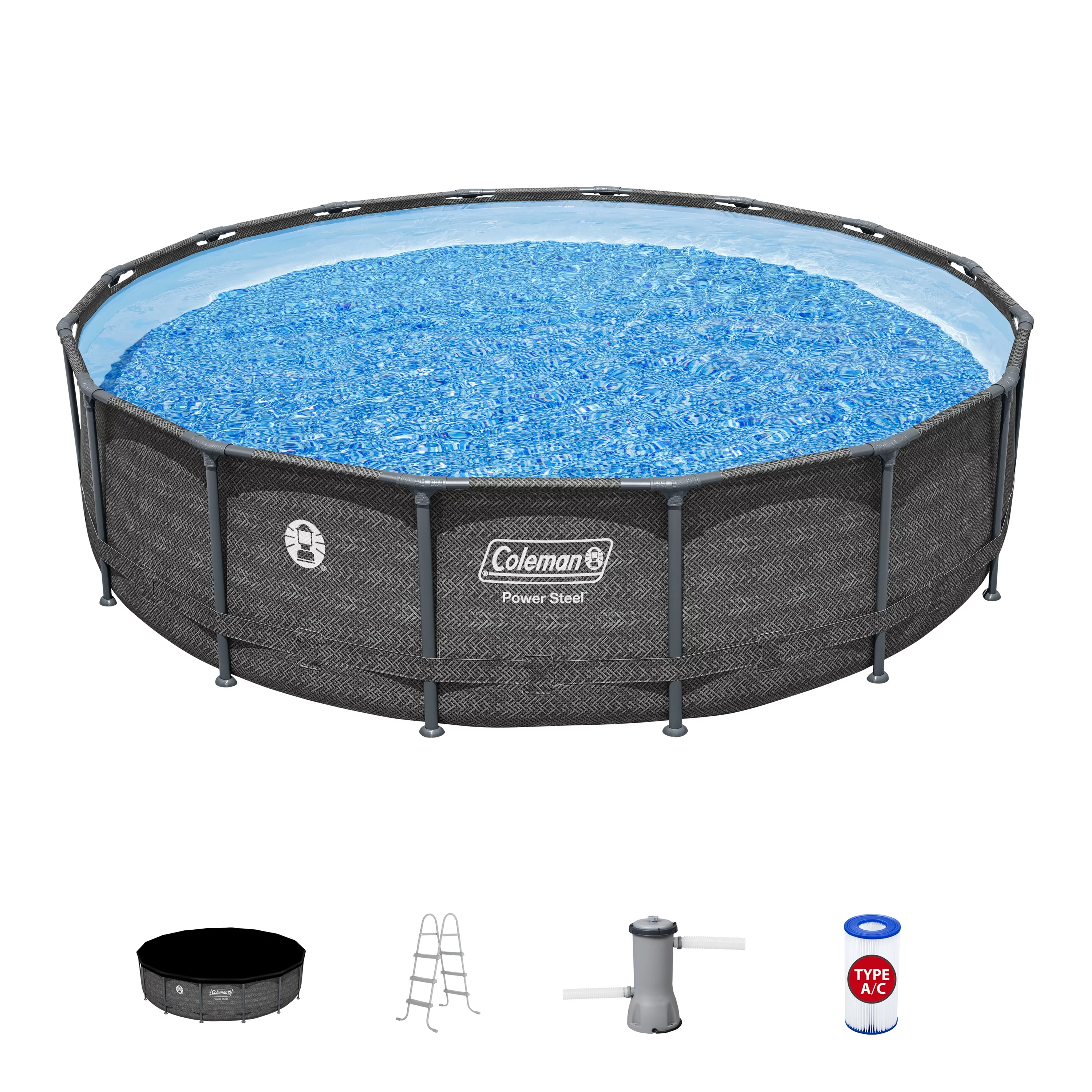 Coleman Power Steel 16 ft. x 42 in. Round Metal Frame Above Ground Pool Set