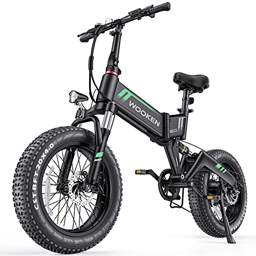 Wooken Electric Bike, 20''X4.0 Fat Tire Electric Bike for Adults,500W(Peak 750W) Foldable Electric Bike with 48V 10Ah Battery,Professional 7 Speed