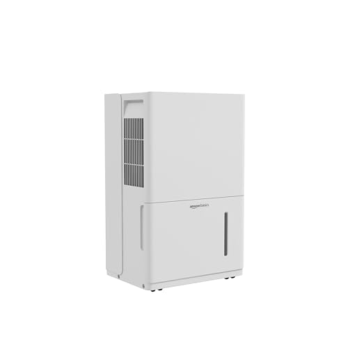 Amazon Basics Dehumidifier with Drain Pump, For Areas Up to 4000 Square Feet, 50-Pint, Energy Star Certified, White
