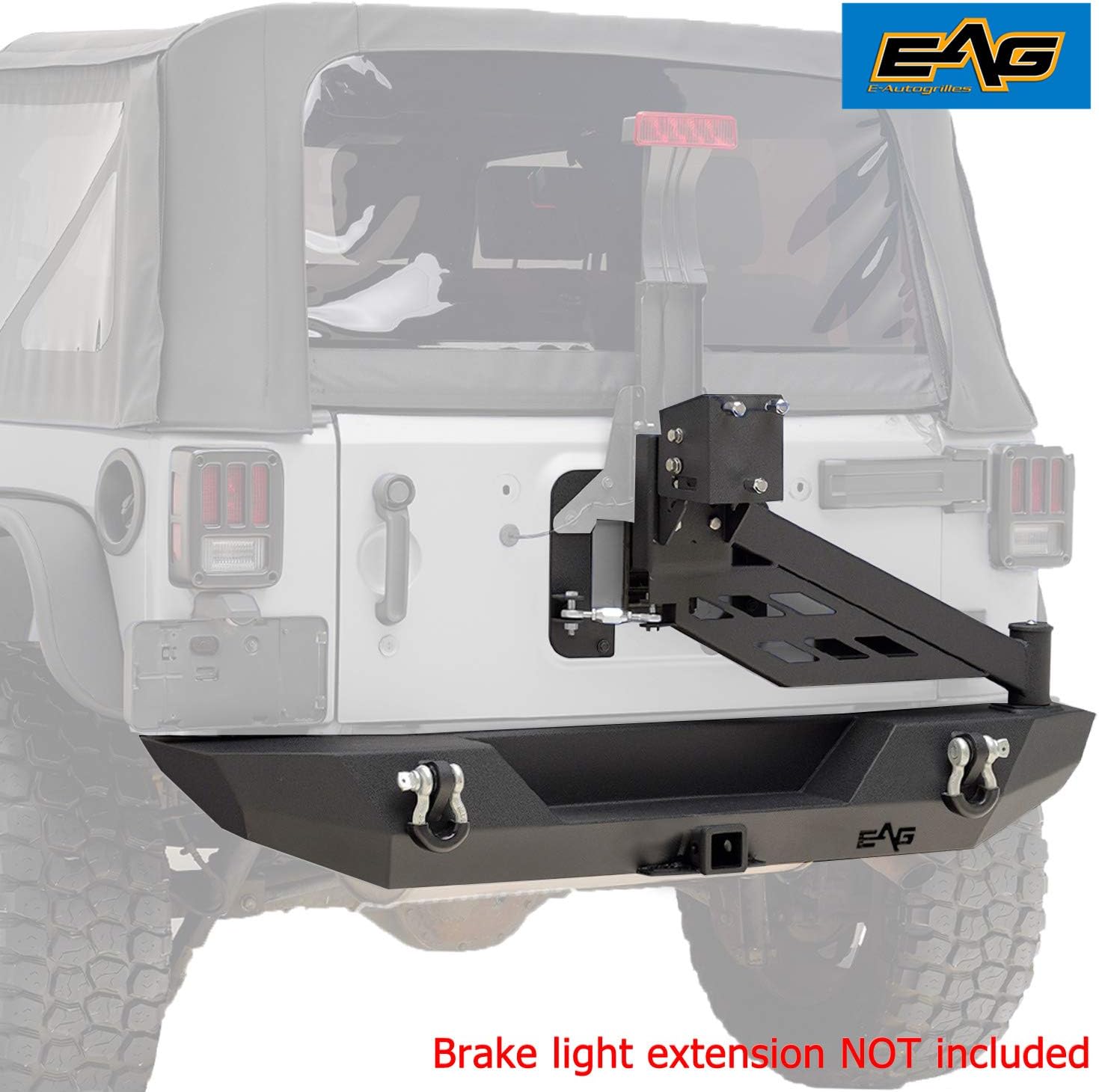 EAG Rear Bumper with Tire Carrier Linkage 2 Hitch Receiver Offroad Fit for 2007-2018 Wrangler JK