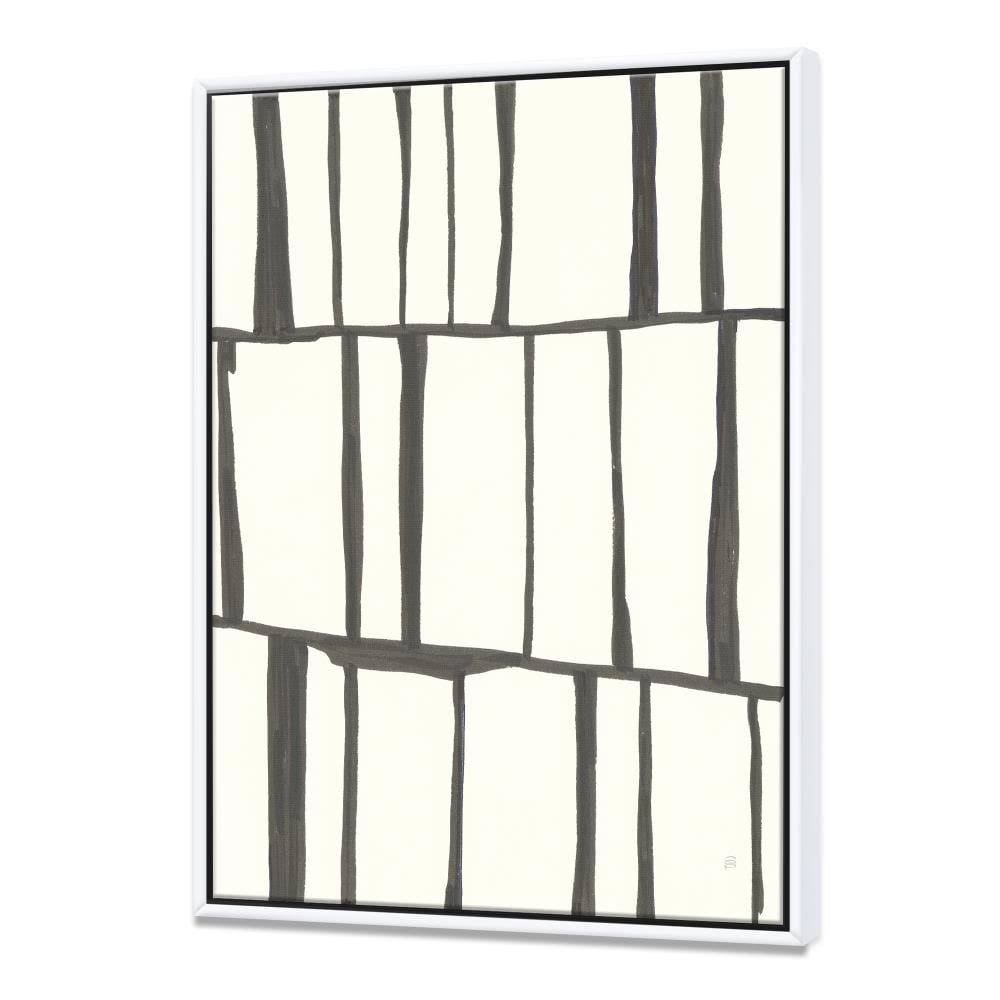 Designart ' Minimalist Black and White I ' Transitional Framed Canvas, Size: 16 inch x 32 inch