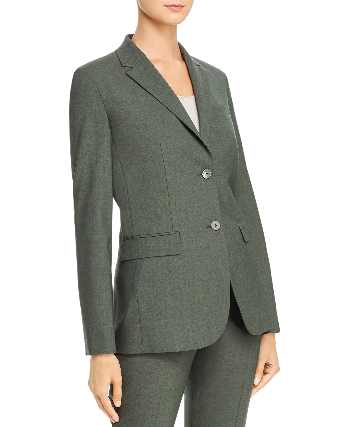 Theory Carissa Wool-Blend Blazer Hunter Green Melange