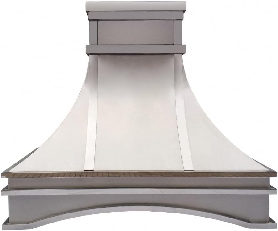Custom Stainless Steel Range Hood, Handmade Kitchen Hood with Powerful Range Hood Insert, Classic Stove Vent Hood with Straps & Rivets