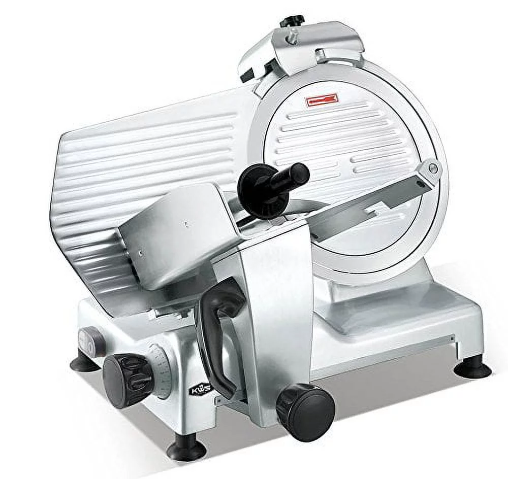 KWS Deluxe Commercial 420w Electric Meat Slicer 12" Triple Safety Locks + Anodized Aluminum Base with Stainless Steel Blade