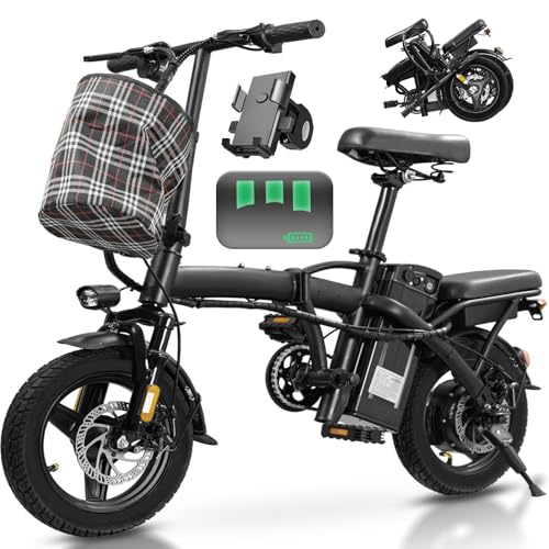 Folding Electric Bike for Adults and Teens, 560W Motor 24MPH Compact Commuter Ebike, 32 Miles Range, 48V 10Ah Battery, 3-Level Pedal Assist
