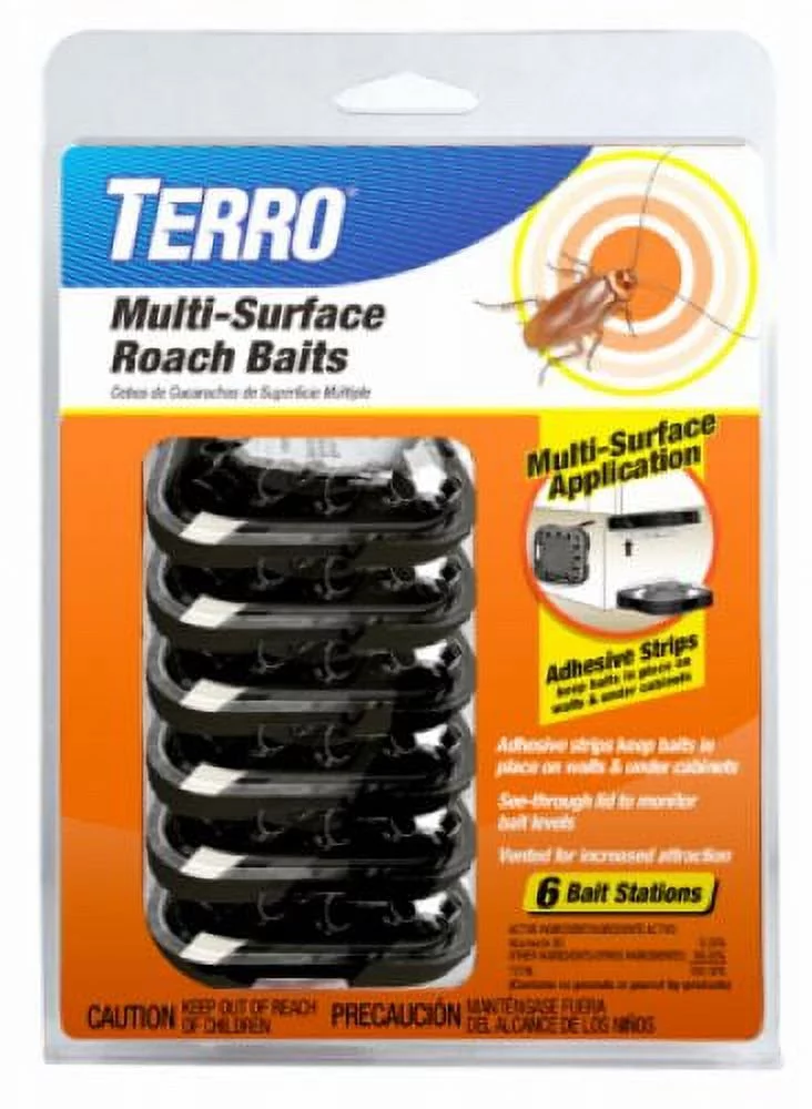 Terro T500 6-Pack Multi-Surface Roach Bait Stations - Quantity of 15