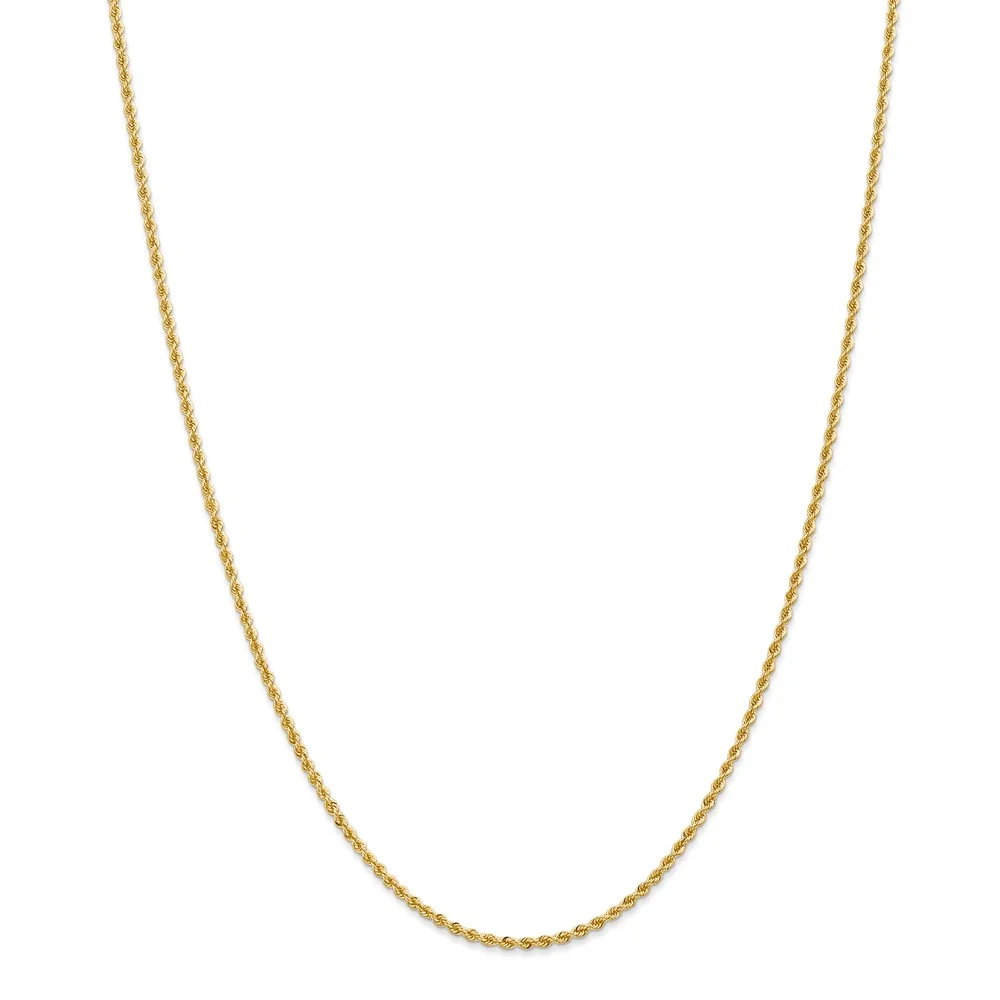 Leslie's Real 14kt Yellow Gold 2mm Solid Regular Rope Chain; 20 inch; Lobster Clasp; for Adults and Teens; for Women and Men