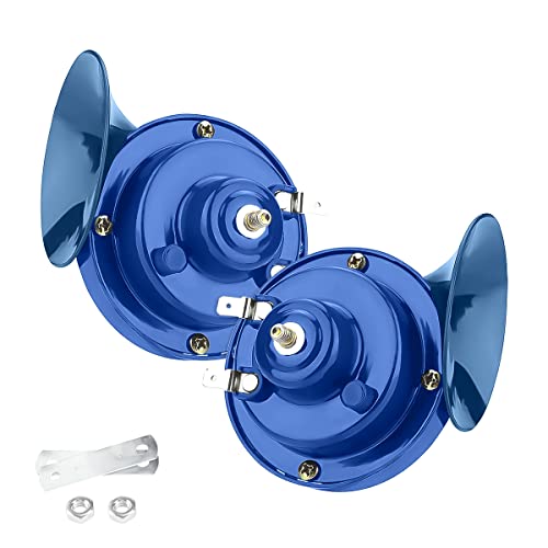 2PCS 300DB Super Loud Train Horns, 12V Waterproof Air Horns Replacement Kit, Car Air Electric Snail Double Horn
