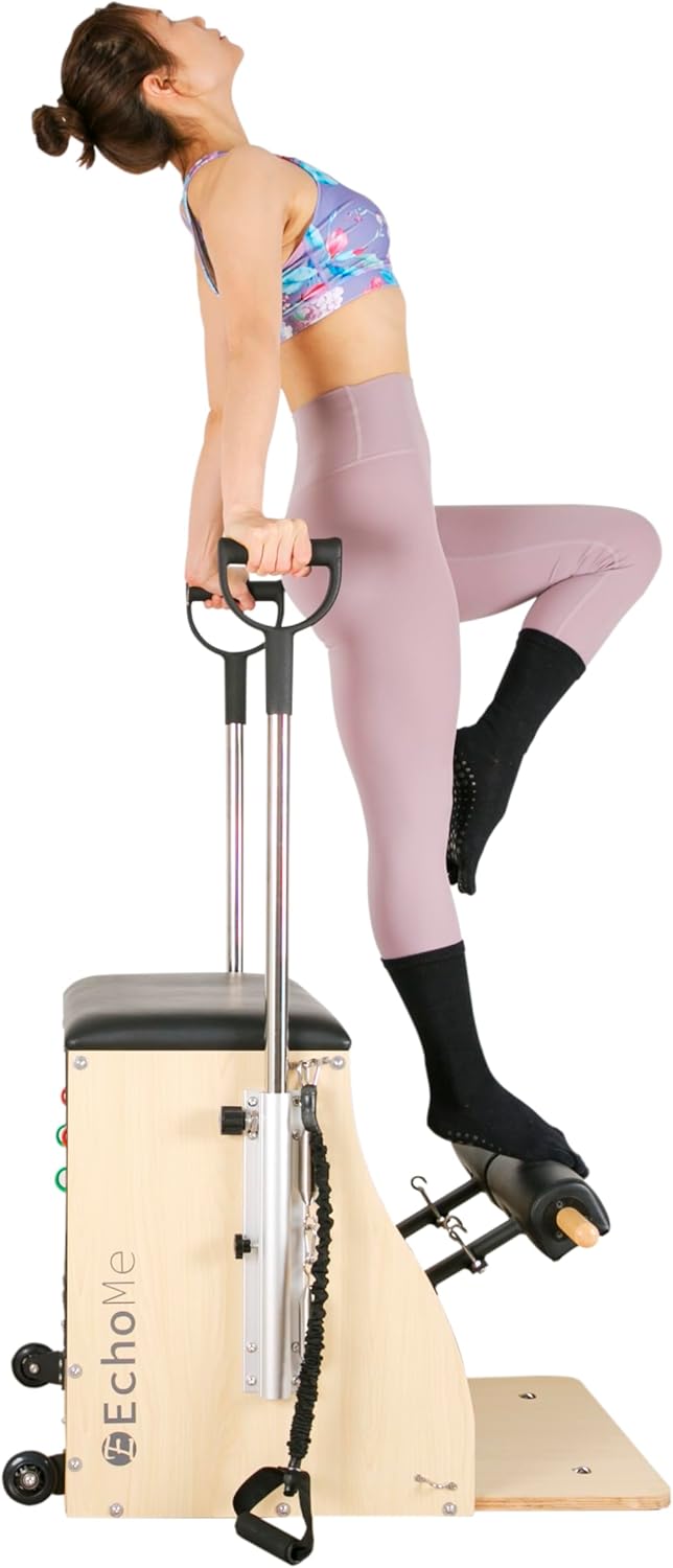 Plates Combo Chair with Handles, Split-Pedal Stability Pilates Chair,Yoga Fitness Trainer, Pilates Reformer Machine