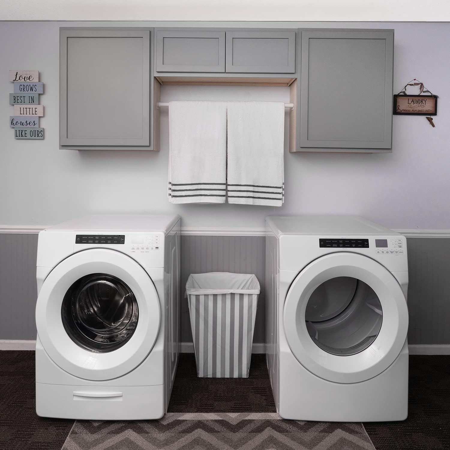 RTA (Ready-to-Assemble) Cabinets | Magnetic Grey Starter Laundry Room Cabinet Kit | 72" Wide | 2 x 18 W x 30" H x 12" D | 1 x 36 W x 12" H x 12" D |