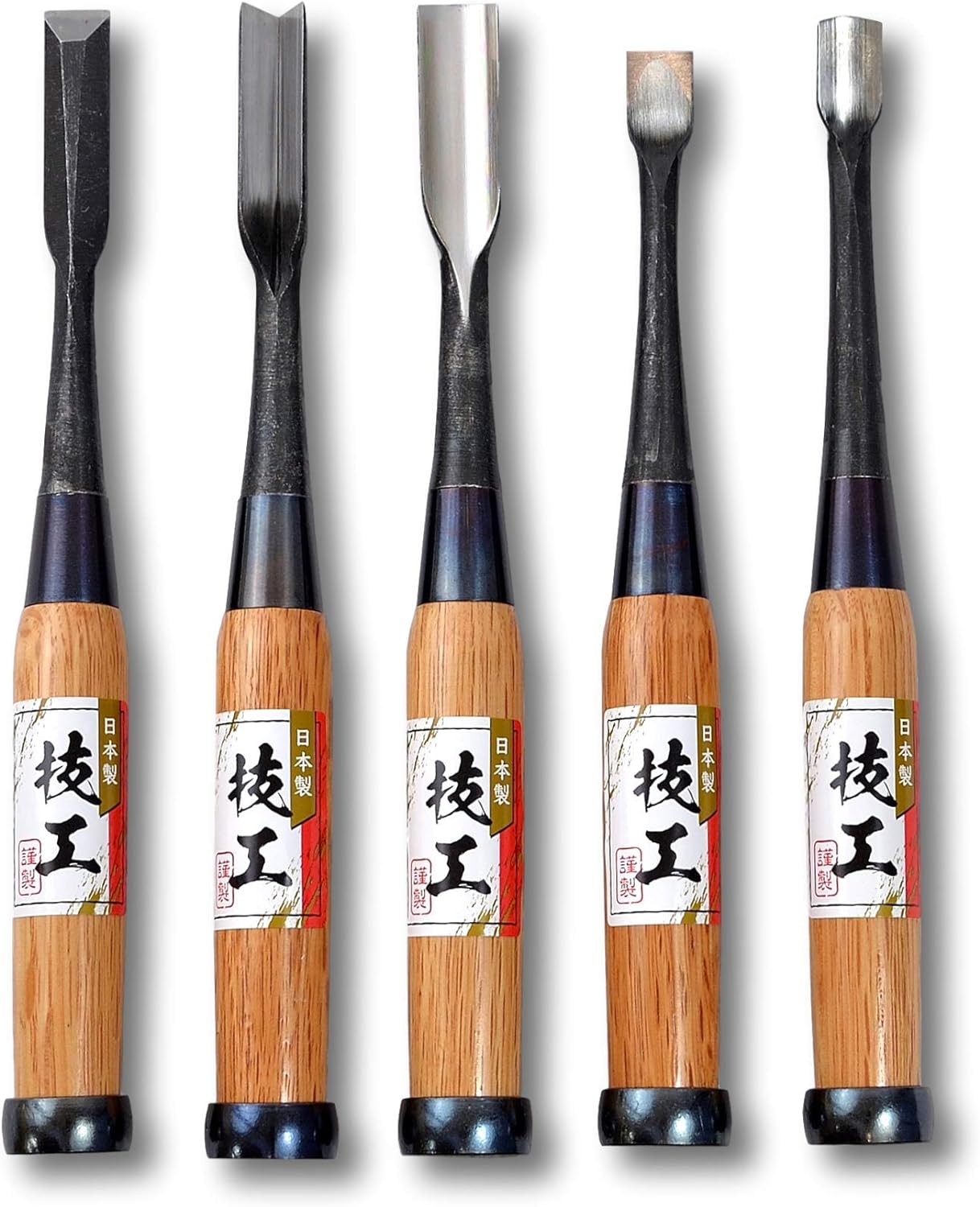 KAKURI Japanese Chisel Set for Wood Carving 5 Pieces NOMI, Professional Gouge Chisel Woodworking Tool