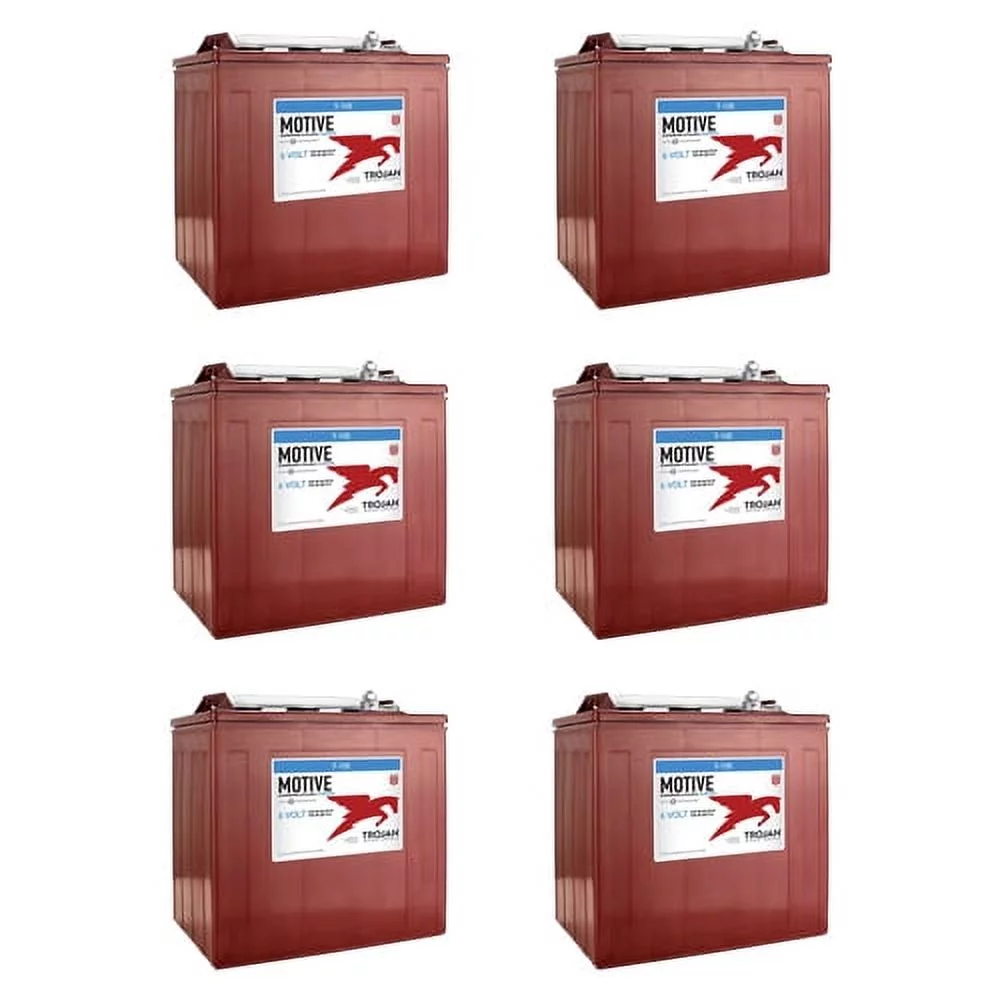 Trojan T-105 6V Volt Deep Cycle Golf Cart, Solar, Marine, RV and Industrial Use Battery 6 PACK