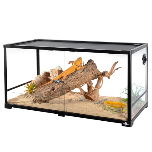 34 Gallon Reptile Tank, Glass Reptile Terrarium 24" x 18" x 18", Sliding Door, Top Ventilation, Cable Pass, Humidify Hole