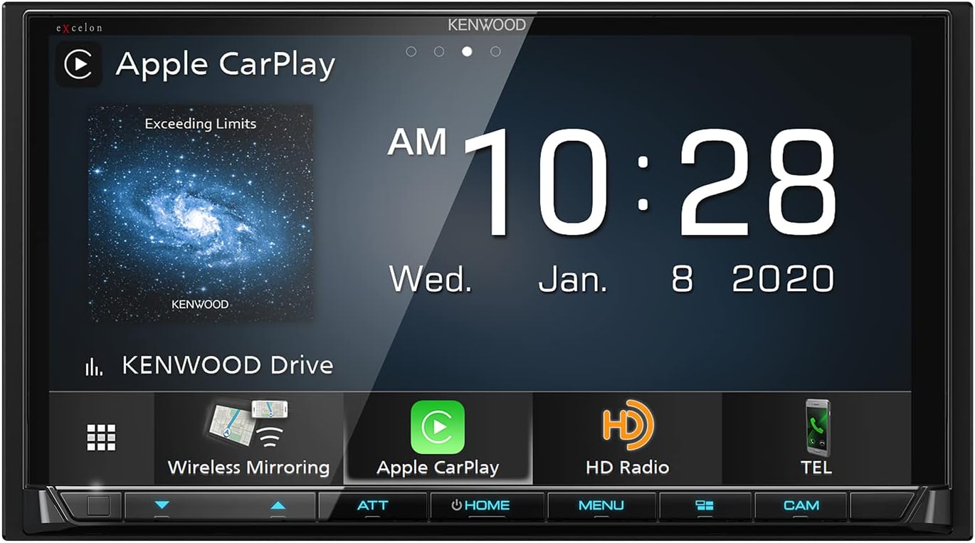 KENWOOD eXcelon DMX907S 6.95" Digital Multimedia Bluetooth Car Stereo with USB, AM/FM HD Radio, Double DIN, Wireless Apple CarPlay and Android Auto