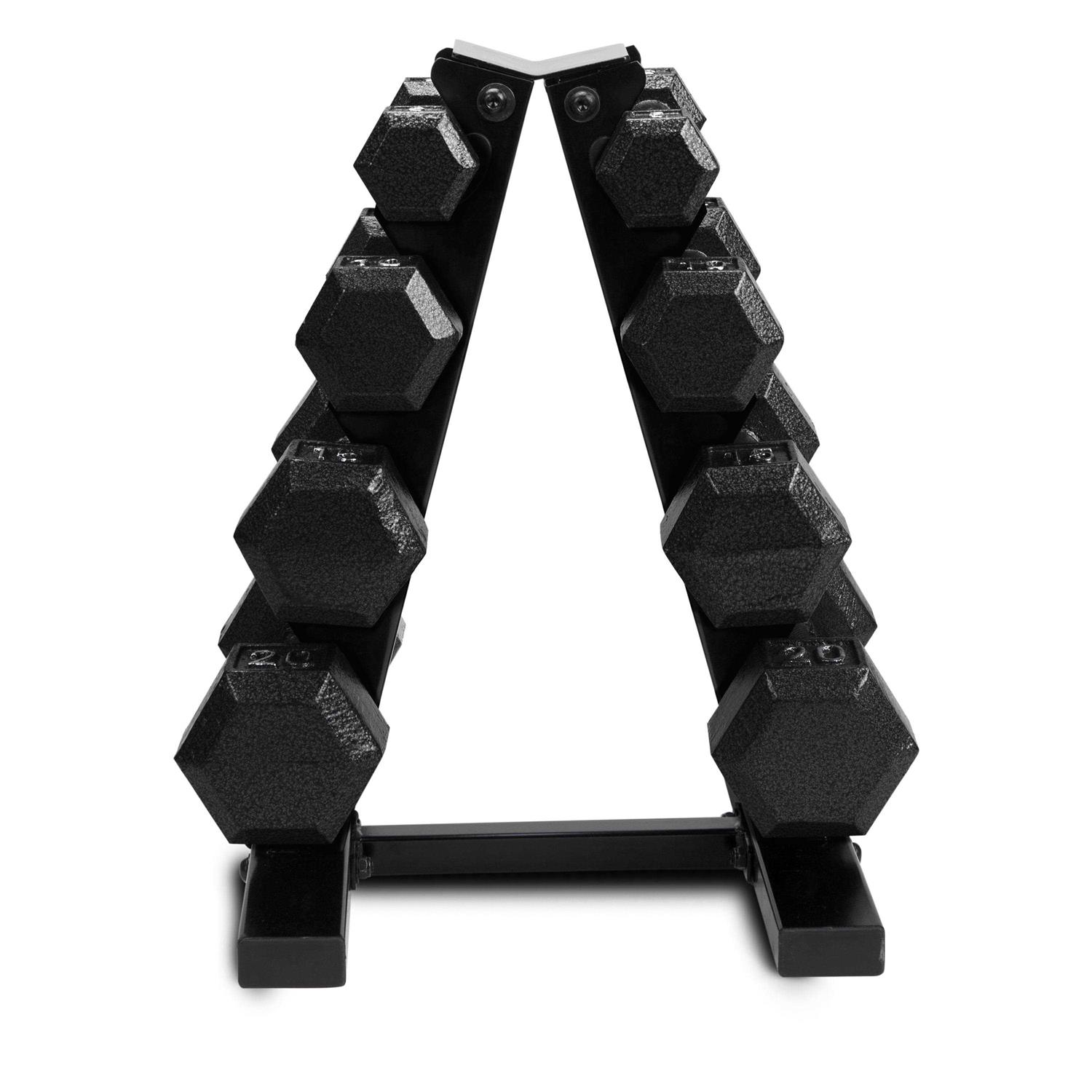 Cap Barbell 100 lb Cast Iron Hex Dumbbell Weight Set with Rack - Sports Supplies Online Store