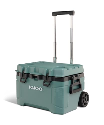 Igloo Trailmate 52Qt Wheeled Cooler, Insulated Hard Shell Ice Chest, Modern Blue
