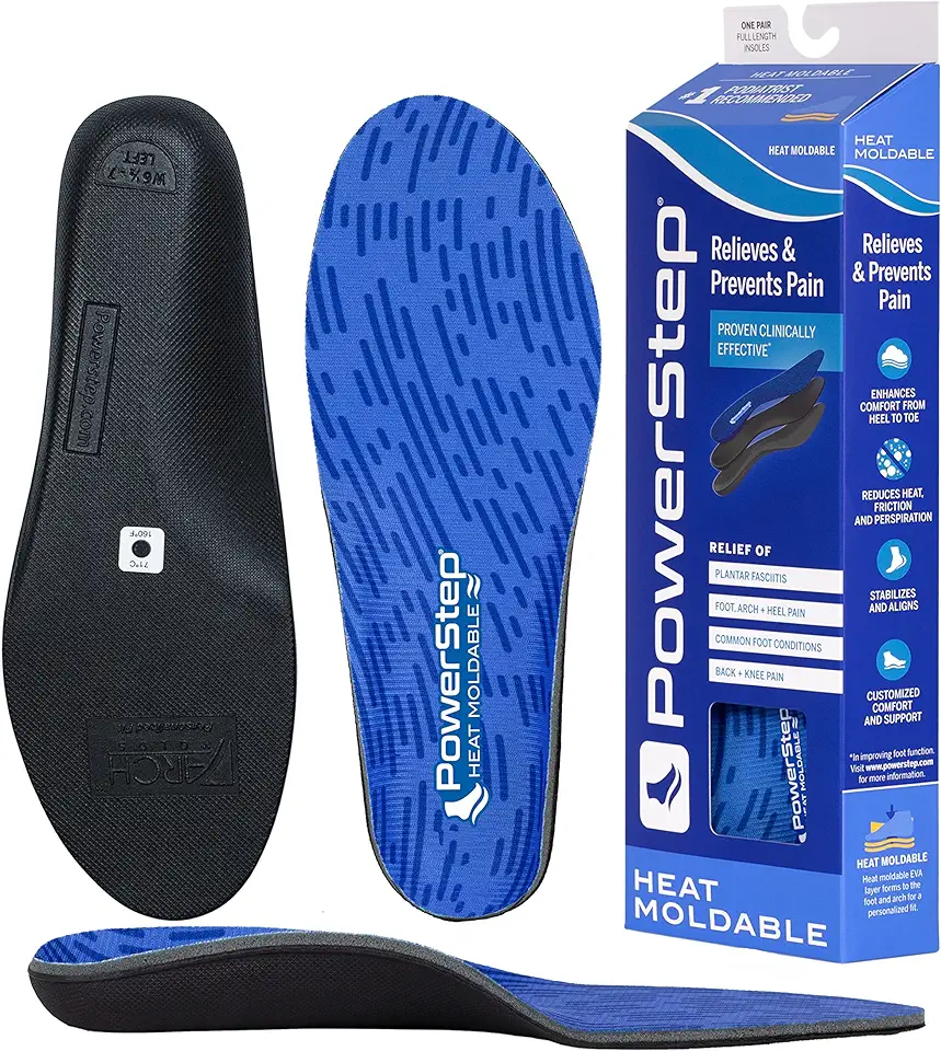 PowerStep Insoles, Custom Fit Orthotic, Molded Arch Support Insole, Exact Fit Instant Custom Orthotic for Women and Men - Kansas Nuitrition - HNZSDS