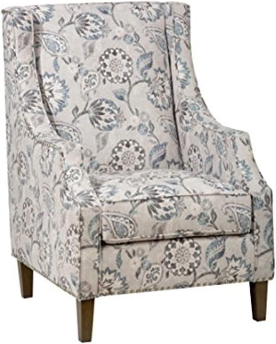 Jofran Westbrook Paisley Fabric Transitional Upholstered Accent Chair with Nailhead Trim, Slate