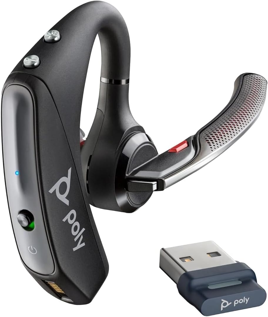 Plantronics by Poly Voyager 5200 UC Wireless Headset & Charging Case - Single-Ear Bluetooth Headset w/Noise-Canceling Mic