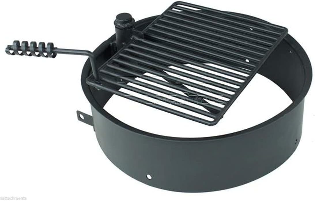 TITAN GREAT OUTDOORS 32" Steel Fire Ring with Cooking Grate Campfire Pit Park Grill BBQ Camping Trail