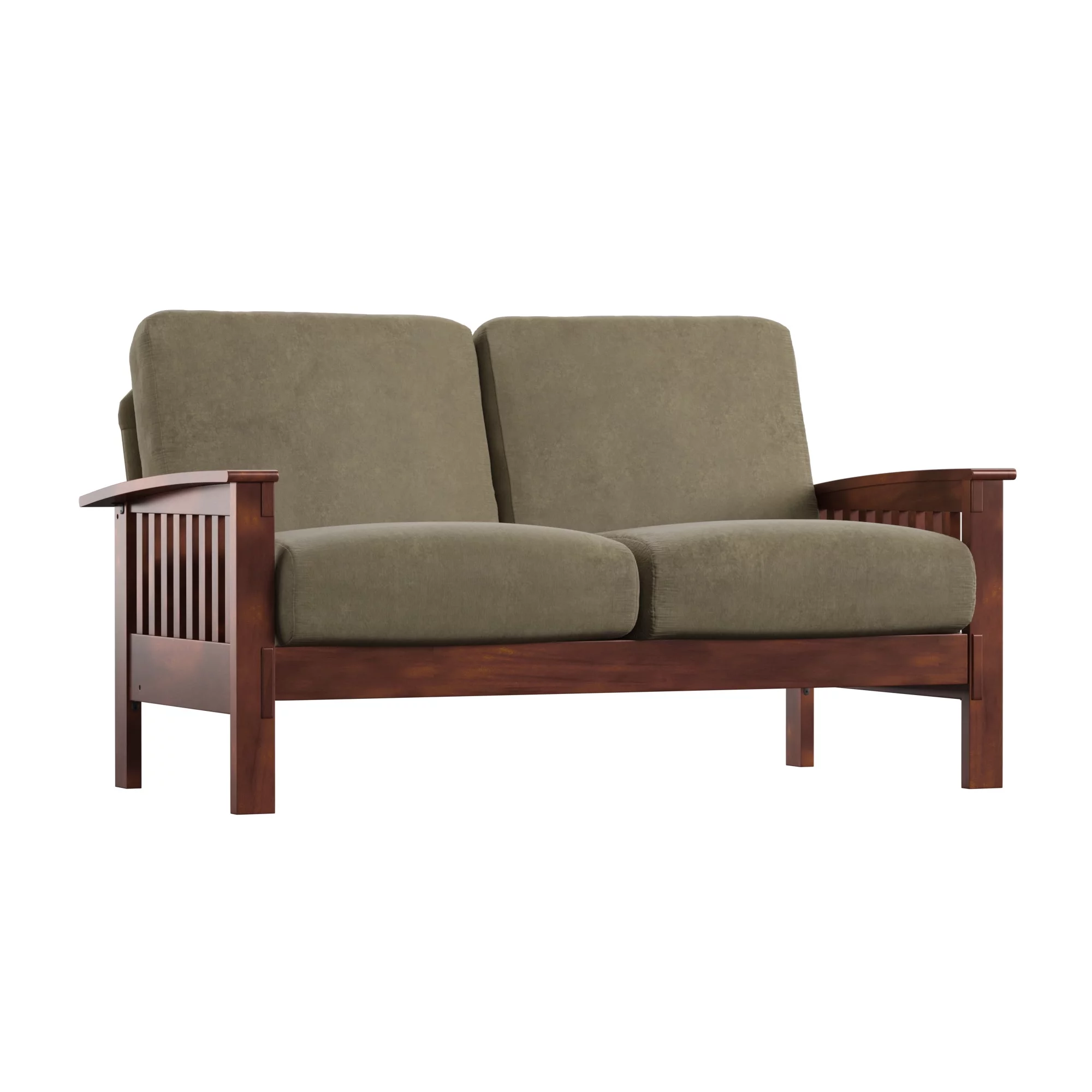 Weston Home Monterey Loveseat, Olive Microfiber