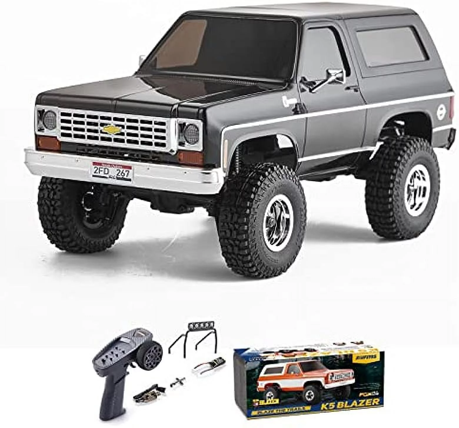 FMS 1/24 RC Crawler FCX24 Chevy K5 Blazer Officially Licensed, Mini RC Car Pick Up Truck & SUV 2 in 1, 4WD 8km/h 2 Speeds Switch