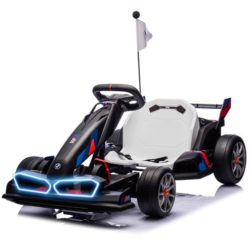 FORESEE 36V Licensed BMW Kids Electric Go Kart, Battery Powered Drift Kart w/Adjustable Seat, Ride On Toy for Big Kids Ages 6+