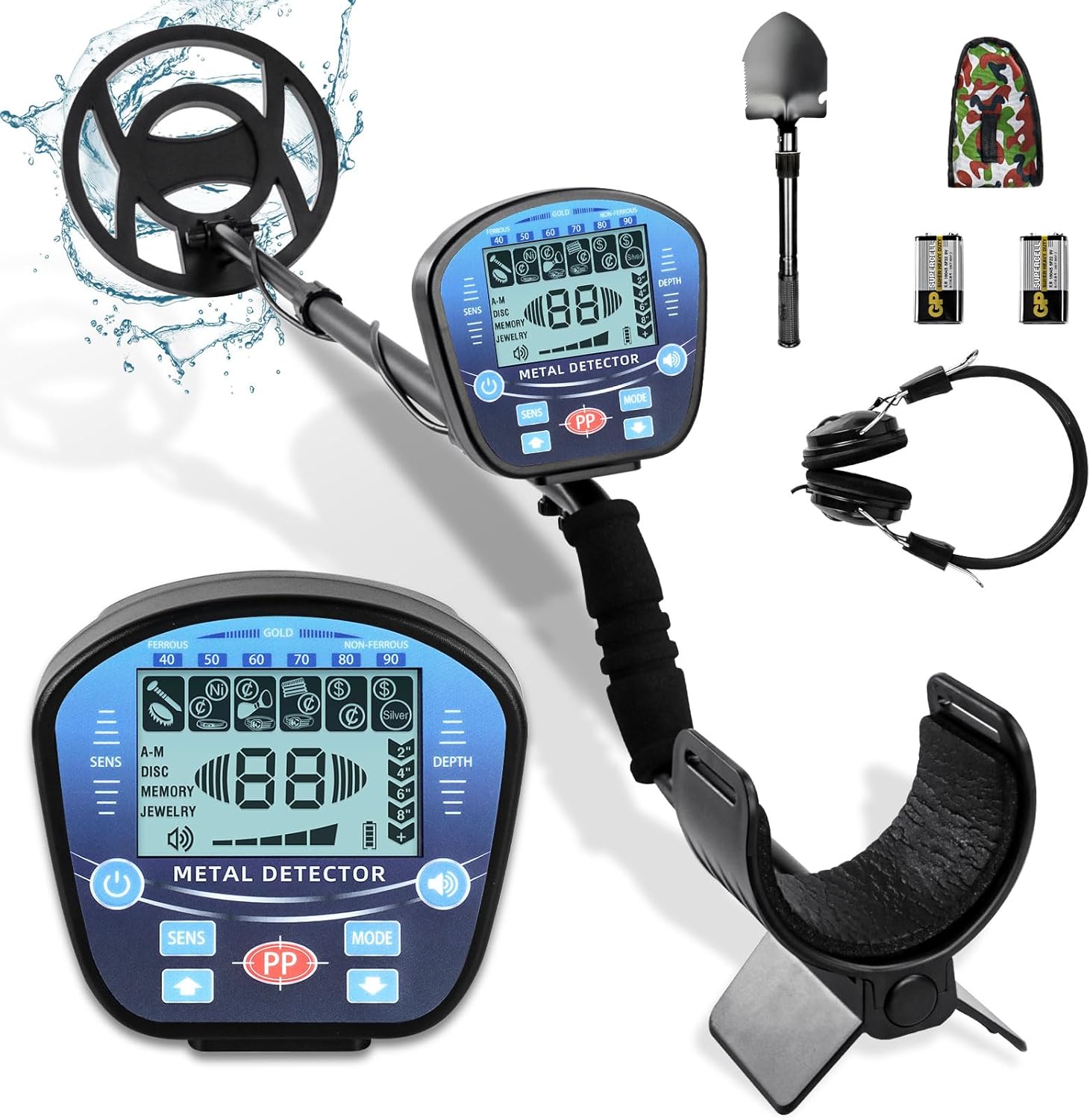 Upgraded Waterproof Metal Detector for Adults, Professional High Accuracy Gold Detector with LCD Display, 10'' Detection Depth