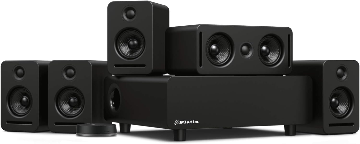 Platin Monaco 5.1 with WiSA SoundSend | Home Theater System for Smart TVs | Wireless Transmitter | Feature 5.1 Channels of Uncompressed 24-bit 48 kHz