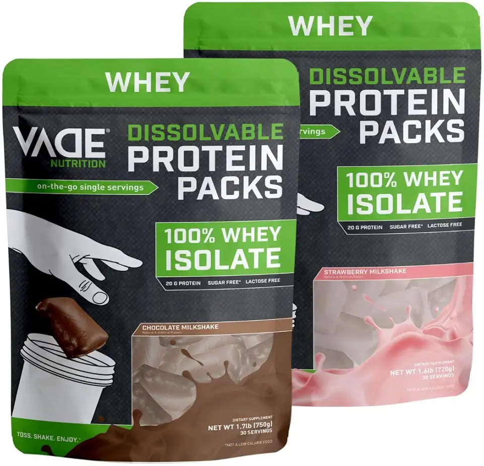 VADE Nutrition Chocolate Milkshake & Strawberry Milkshake 100% Whey Isolate Protein Bundle | 60 Servings - Kansas Nuitrition - HNZSDS