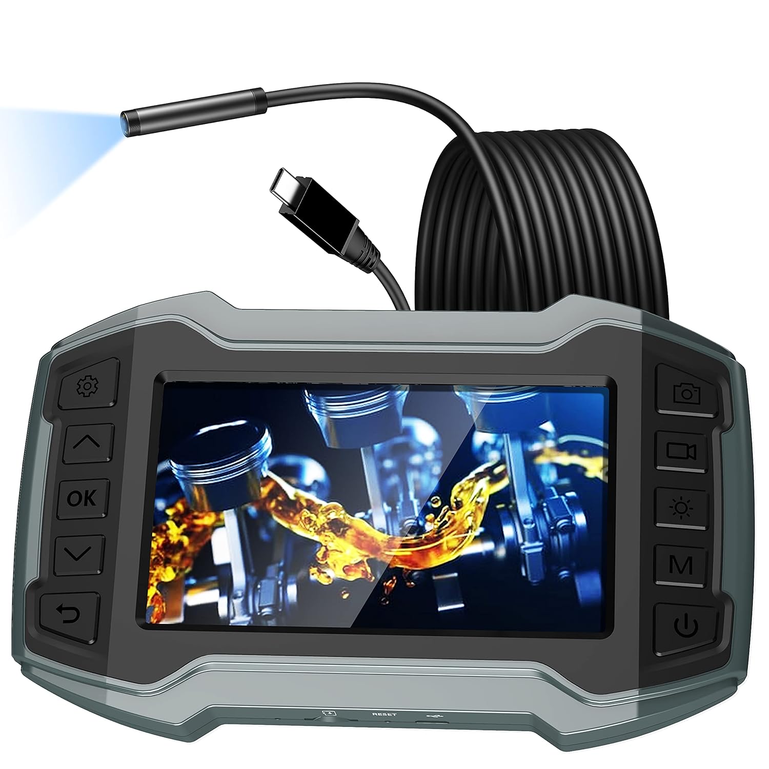 Borescope Inspection Camera, Industrial Endoscope Camera 1080P 4.5 IPS Screen w/ IP67 Waterproof Snake Camera 6 LED Lights
