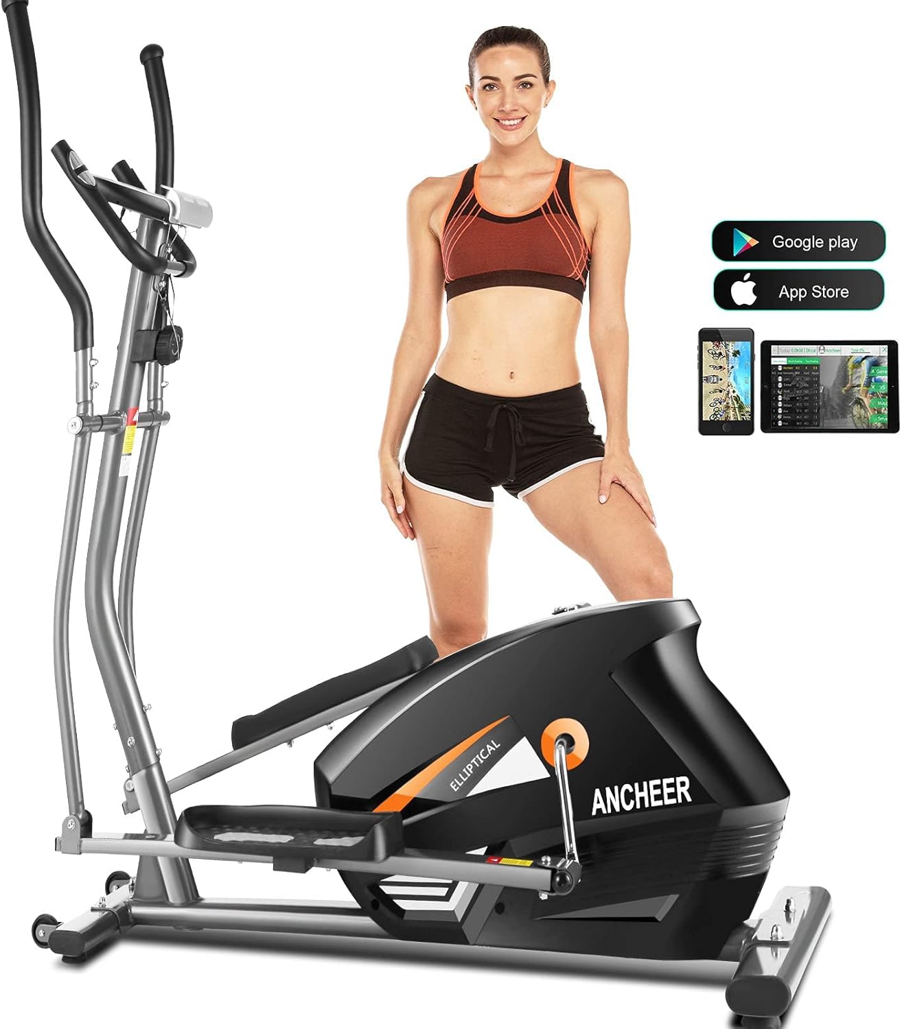 ANCHEER Elliptical,Exercise Equipment,Elliptical Machines for Home Use,Cross Trainer Machine with 10-Level Resistance and LCD Monitor