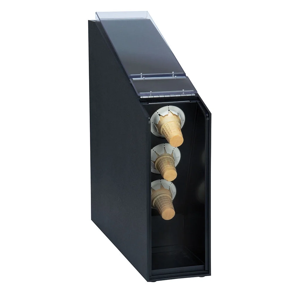 Countertop+Ice+Cream+Cone+Dispenser+w%2f+Hinged+Door%2c+Polystyrene%2c+Black